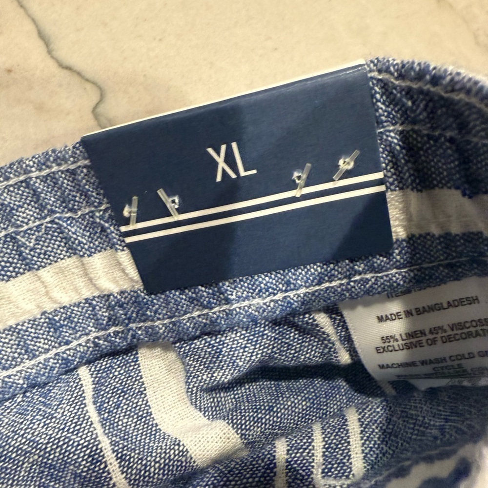 NAUTICA Women's Blue Shorts Size XL X-Large Striped Linen Boho Pockets NWT - Picture 9 of 15